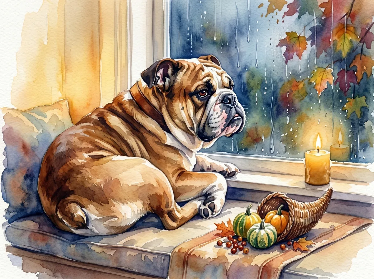 Bulldog watercolor calendar month 11